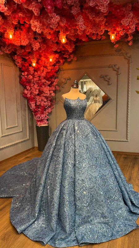 Magnifique Robe de Mariée Princesse Luxury Bleu