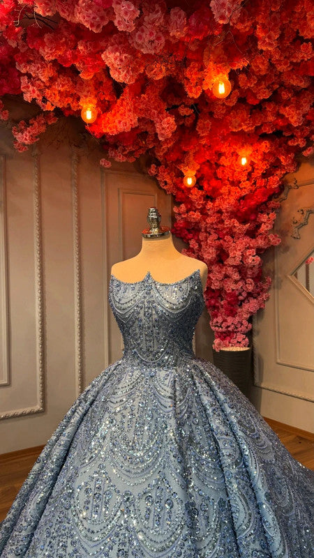 Magnifique Robe de Mariée Princesse Luxury Bleu