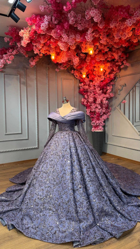 Magnifique Robe de Mariée Princesse Luxury Violet