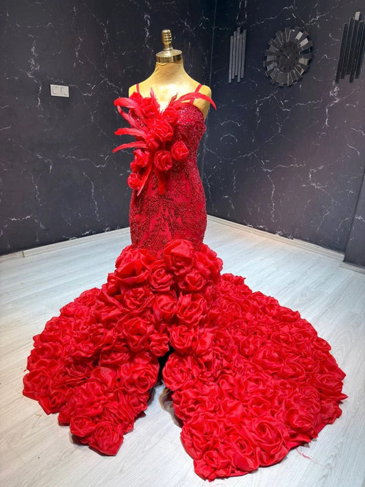Magnifique Robe de Mariée Sirène Rouge Luxury