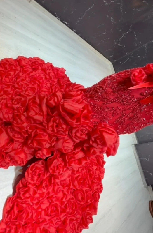 Magnifique Robe de Mariée Sirène Rouge Luxury