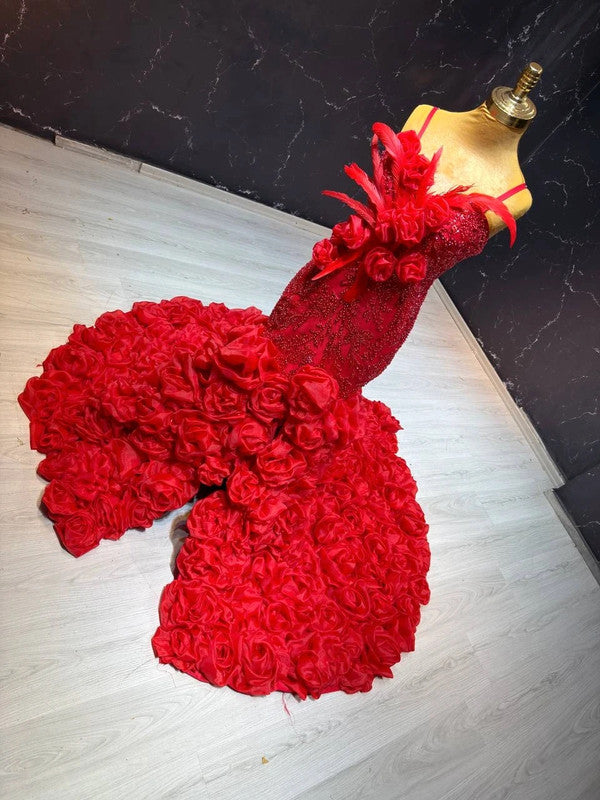 Magnifique Robe de Mariée Sirène Rouge Luxury