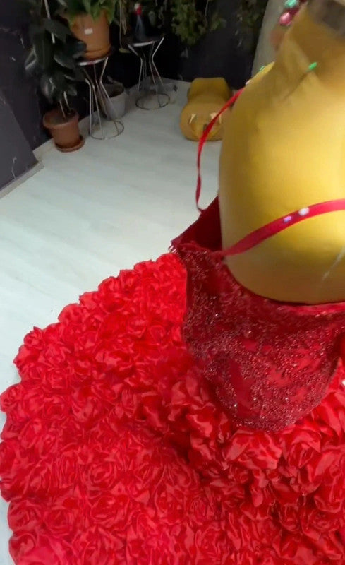 Magnifique Robe de Mariée Sirène Rouge Luxury