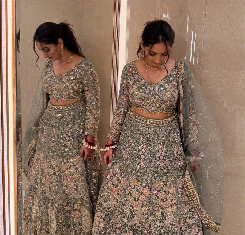 Magnifique Lehenga Luxury Vert Pistache