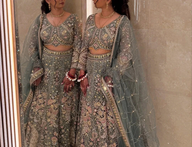 Magnifique Lehenga Luxury Vert Pistache
