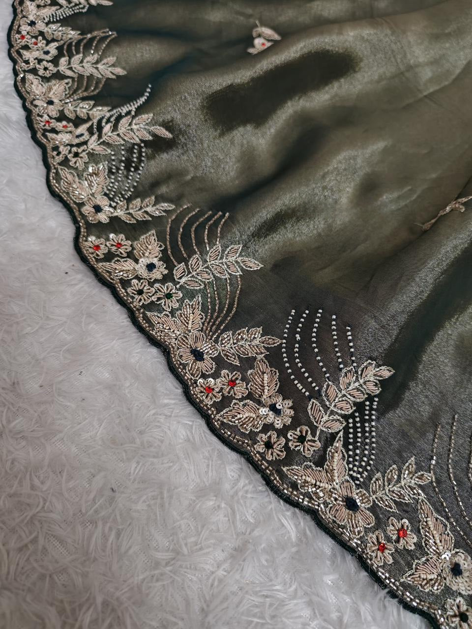 Saree Luxury Gris Argenté