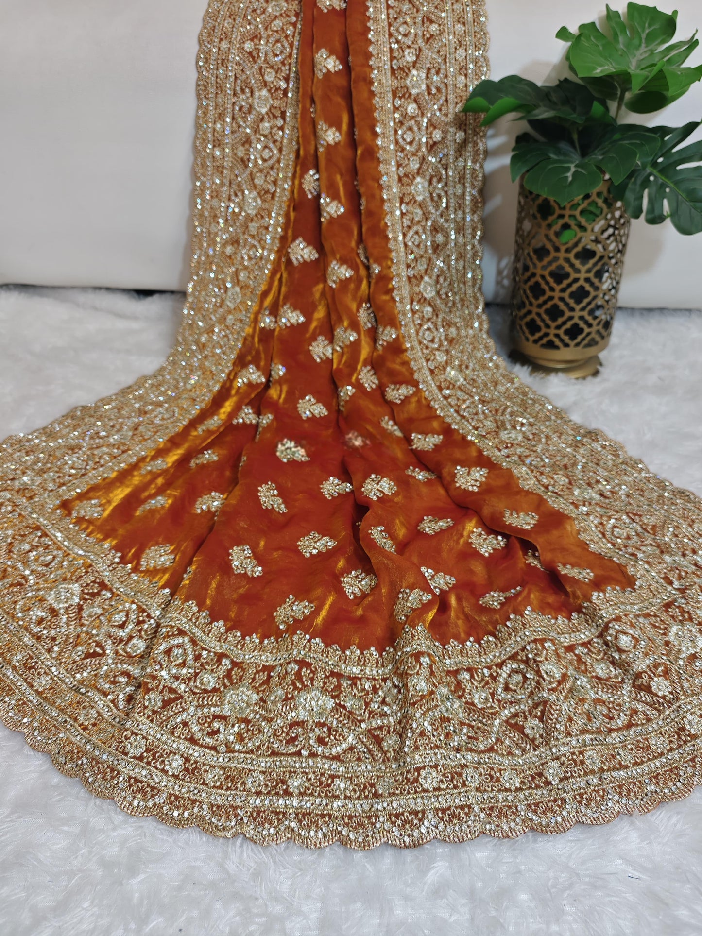 Saree Luxury Orange Strass
