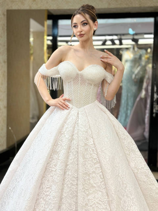 Robe de Mariée Princesse Luxury, Col Cœur, Traîne