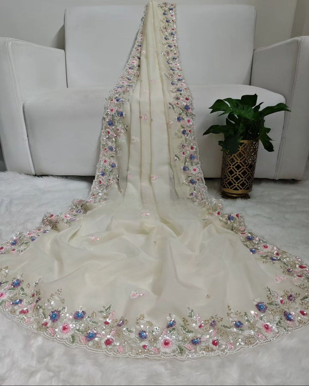 Saree Luxury White