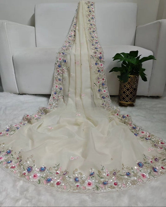 Saree Luxury White