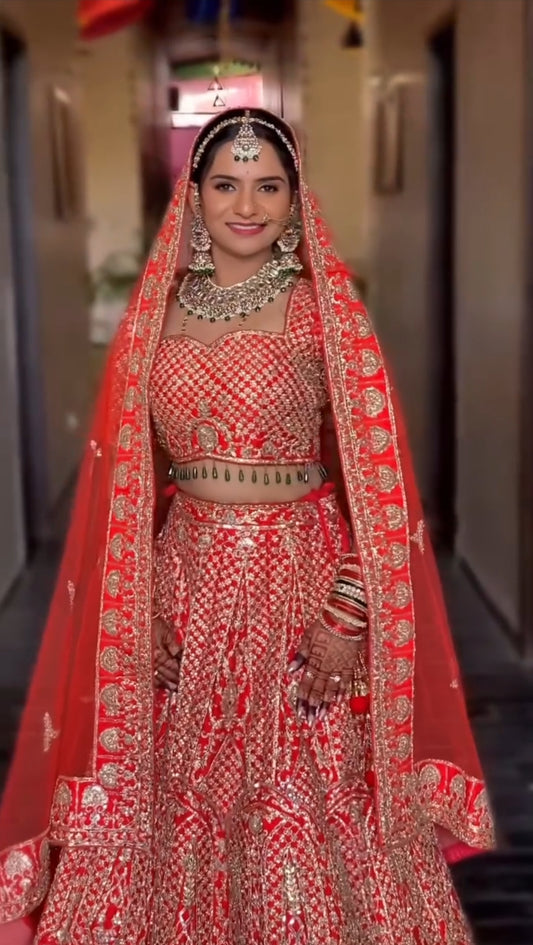 Lehenga Rouge Luxury Mariage
