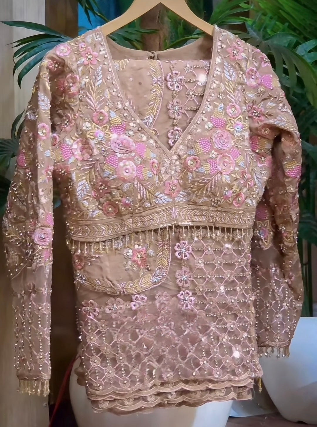 Saree Luxury Beige et Rose