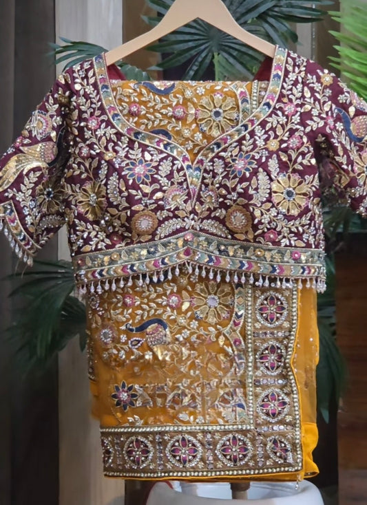 Saree Luxury Jaune et Marron
