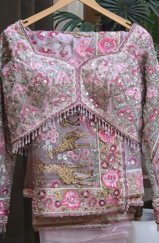 Saree Luxury Vert et Rose