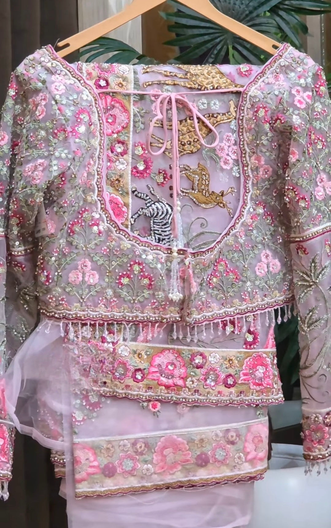 Saree Luxury Vert et Rose